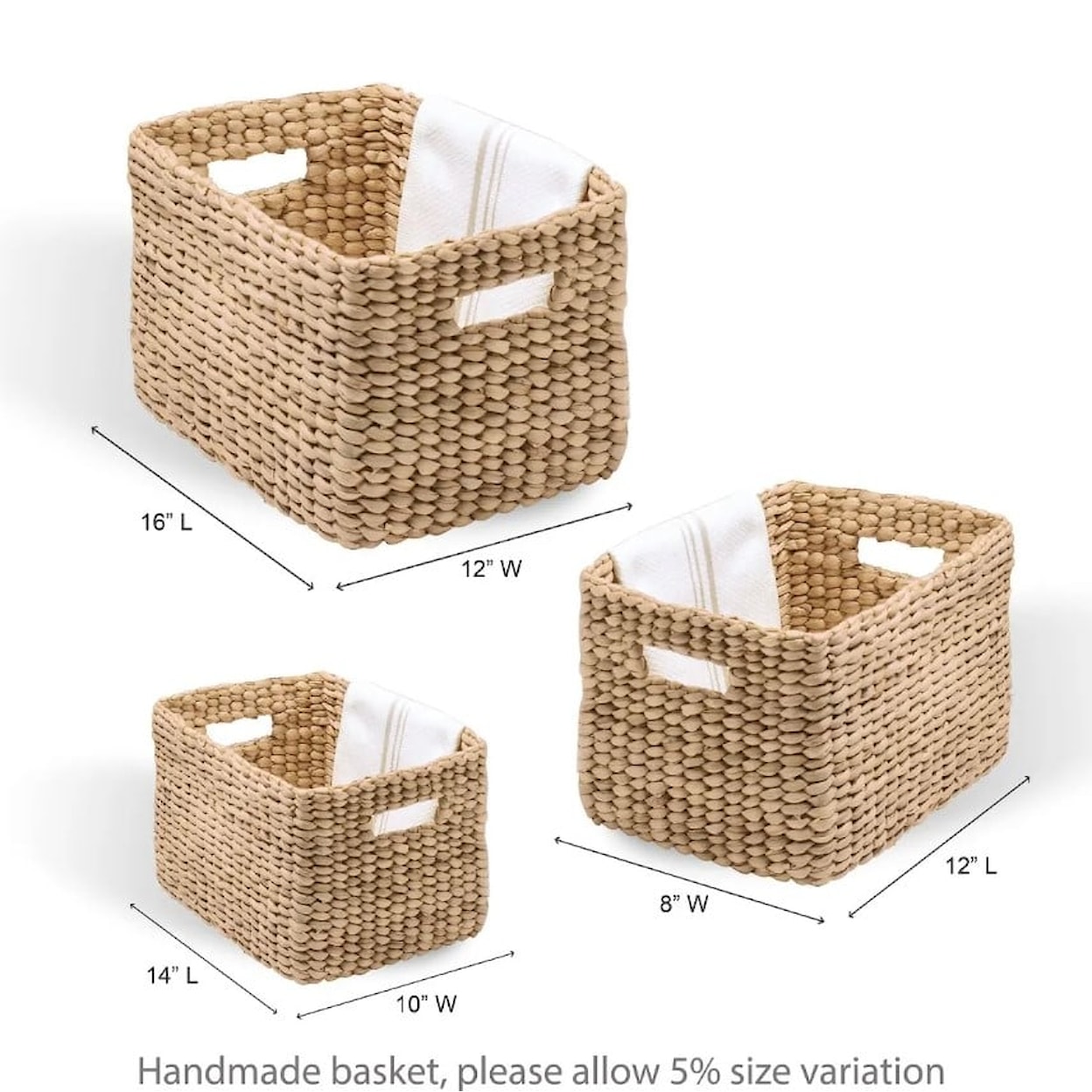 Ibolili Baskets and Sets ELEMENTAL WATER HYACINTH BASKET, RECT- S/3