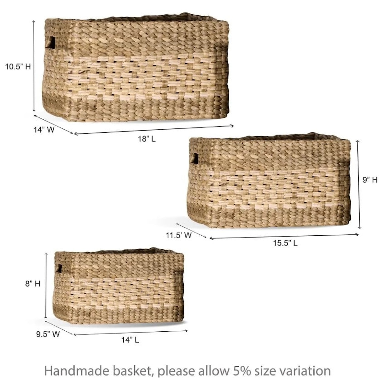 Ibolili Baskets and Sets ELEMENTAL MULTI WEAVE WATER HYACINTH BASKET