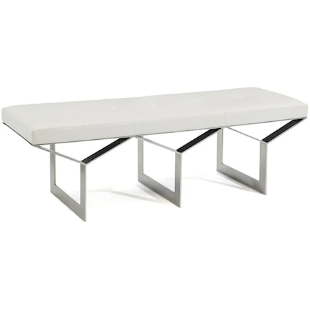 Transverse Leather And Steel Bench