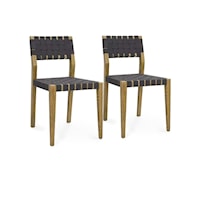 ORLANDO DINING CHAIR SET OF 2 BLACK/LIGHT BROWN