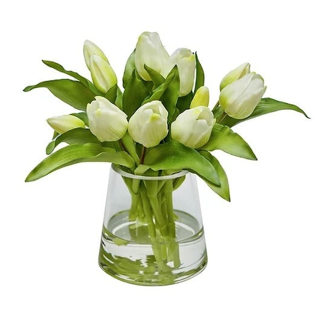 The Ivy Guild Florals White Tulips 5" Pyramid Glass 