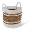 Ibolili Baskets and Sets BANANA LEAF BASKET W/ WHITE TRIM, RND- S/3