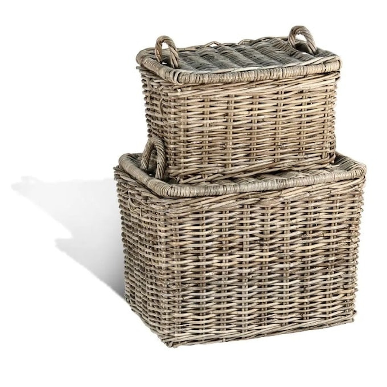 Ibolili Baskets and Sets FRENCH GRAY PICNIC BASKET, RECT- S/2