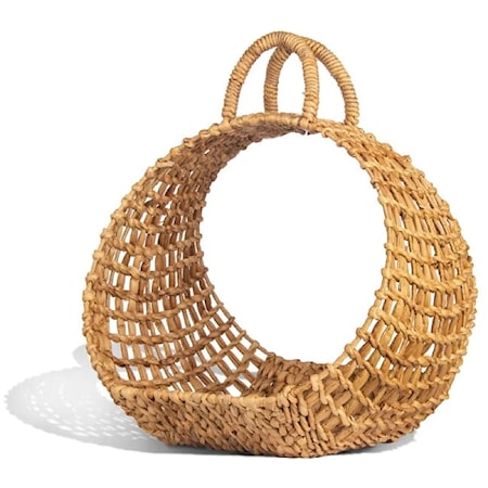 WOVEN WATER HYACINTH CARRIER BASKET