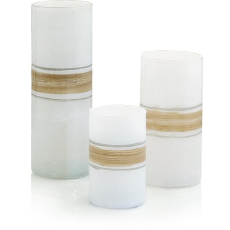 White Frosted Glass Vases S/3