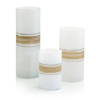 White Frosted Glass Vases Set of 3