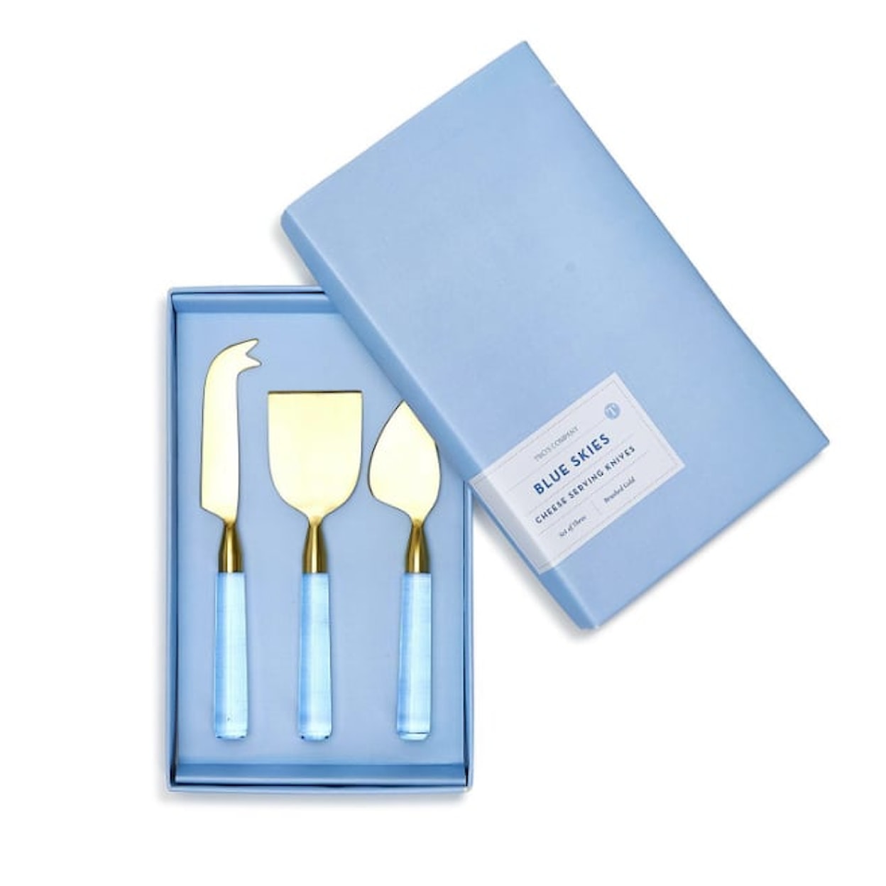 Two's Company Hydrangea BLUE SKIES S/3 CHEESE KNIVES IN GIFT BOX