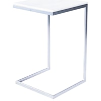 Silver End Table with White Marble Top