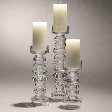 Glass Ribbed Candleholder/Vase-Sm