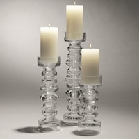Glass Ribbed Candleholder/Vase-Lg