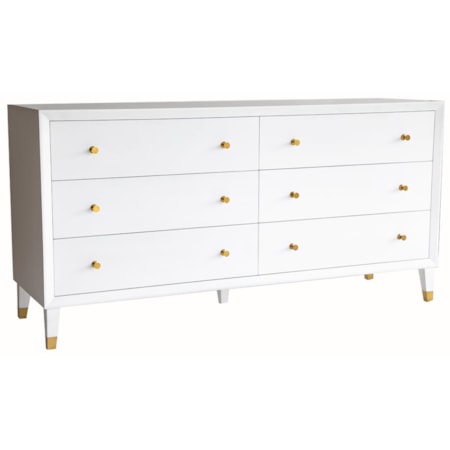 Beveled Six Drawer Dresser in Ghost