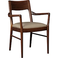 Mid-Century Modern Arm Chair with Leather Upholstered Seat