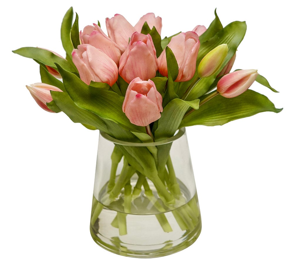 LIGHT PINK TULIPS IN 5" PYRAMID GLASS