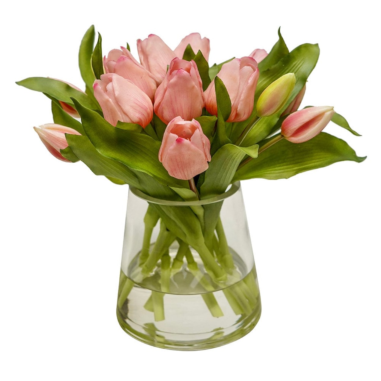 The Ivy Guild Florals LIGHT PINK TULIPS IN 5" PYRAMID GLASS