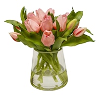 LIGHT PINK TULIPS IN 5" PYRAMID GLASS