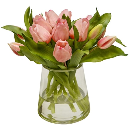 LIGHT PINK TULIPS IN 5" PYRAMID GLASS
