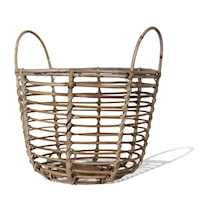 FRENCH GRAY MORGAN BASKET, ROUND