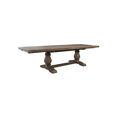 CALEB 114" EXT DINING TABLE DISTRESSED BROWN