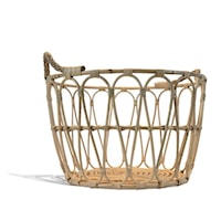 LAGOON RATTAN BASKET W/ ROPE, ROUND