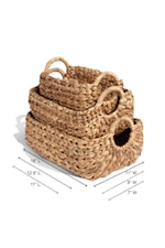 Ibolili Baskets and Sets WOVEN WATER HYACINTH BASKET, RECTANGULAR- SET OF 2