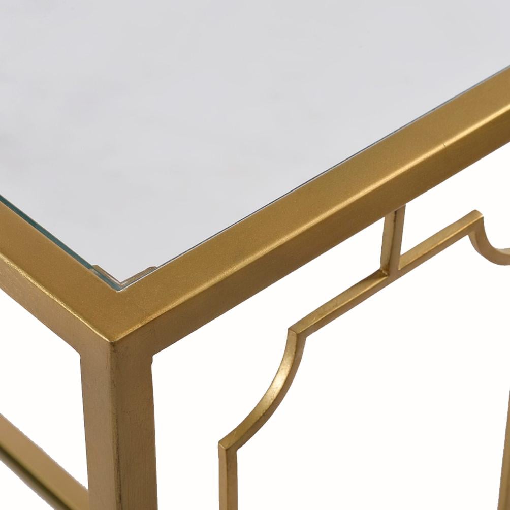 Oliver Home Furnishings Coffee Tables GLASS TOP COFFEE TABLE- GOLD LEAF