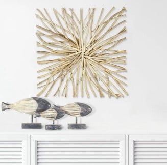 Ibolili Sculptures WOOD FISH ON STAND, S/3