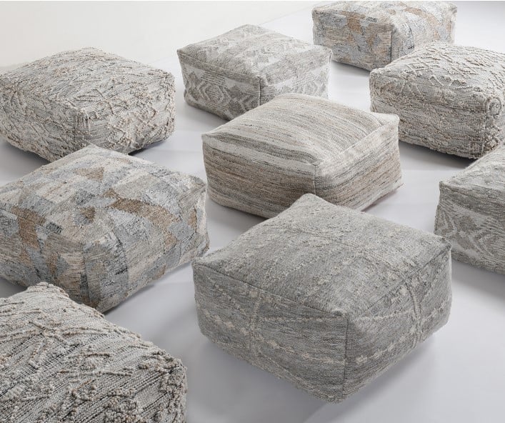 Classic Home Floor Cushions PERFORMANCE PLATEAU SAND MULTI POUF