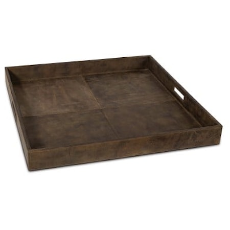 DERBY SQUARE LEATHER TRAY- BROWN