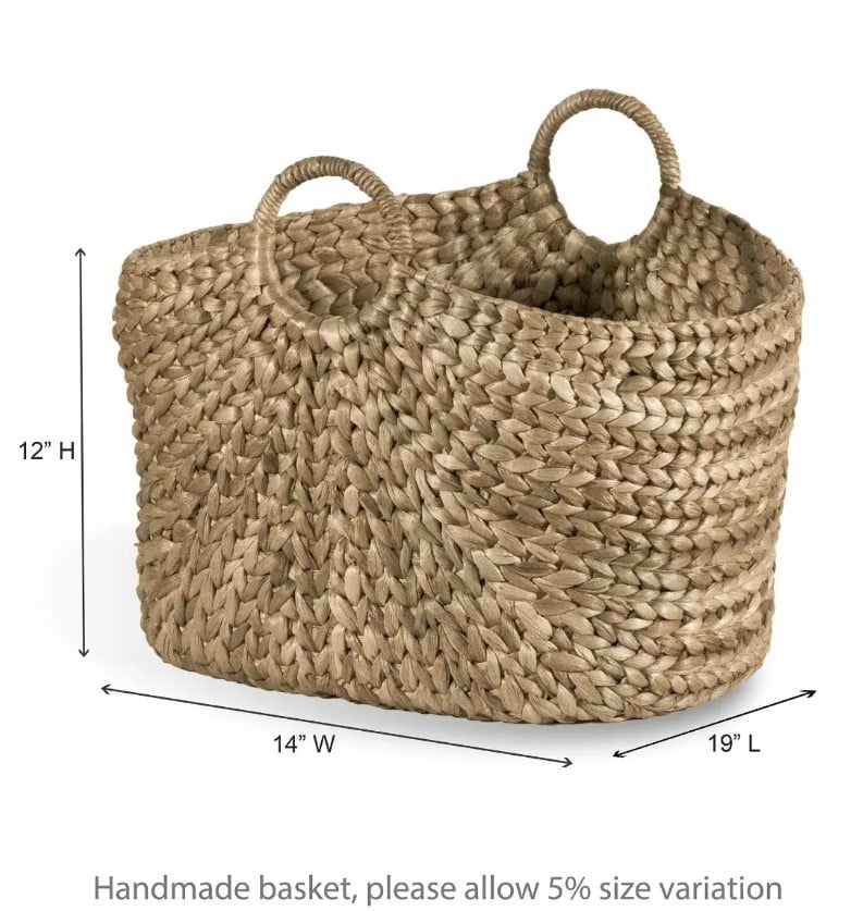 Ibolili Baskets and Sets BRAIDED WATER HYACINTH BASKET, OVAL