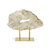 Two's Company Urban Nest White Quartz Geode Slab on Gold Stand