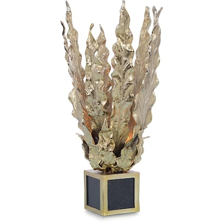 HANDCRAFTED LEAVES ACCENT LAMP IN BRASS