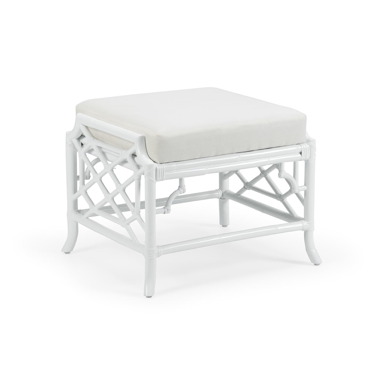 Wildwood Lamps Accent Seating WILD PALM OTTOMAN- WHITE