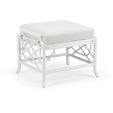 WILD PALM OTTOMAN- WHITE