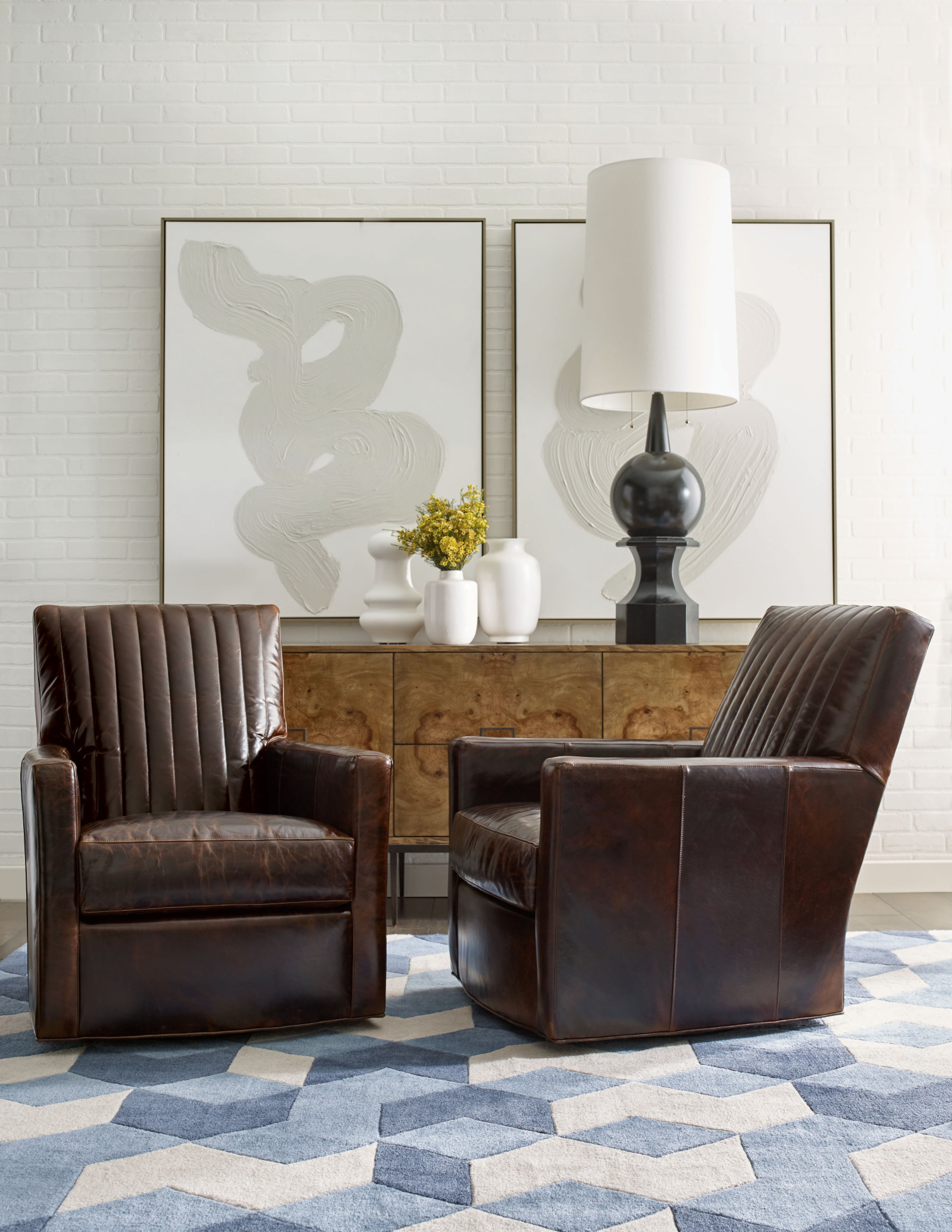 C.R. Laine Malcolm Malcolm Leather Swivel Chair