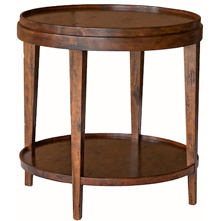 ROUND SIDE TABLE W/ LIP TOP- COUNTRY
