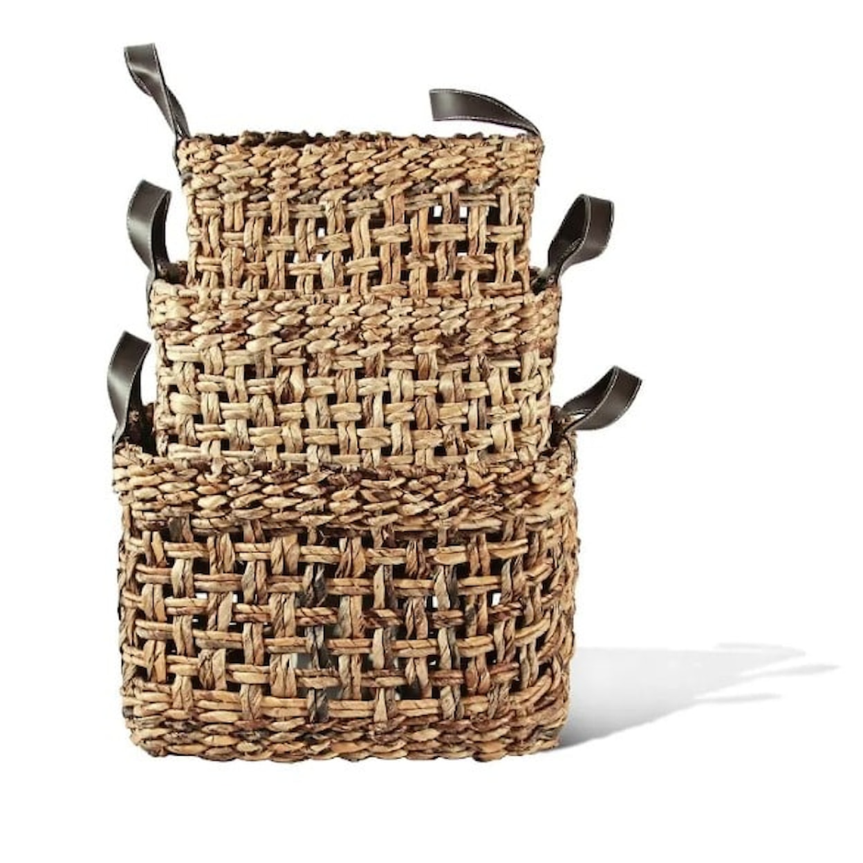 Ibolili Baskets and Sets PLAID BANANA LEAF WEAVE BASKET, RECT- S/3