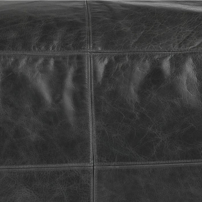 Classic Home Floor Cushions LEATHER DEXTER ONYX POUF