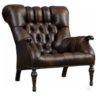 Traditional Leather Accent Chair with Button Tufting