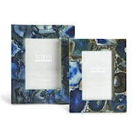 Genuine Blue Agate Set of 2 Photo Frame in Gift Box