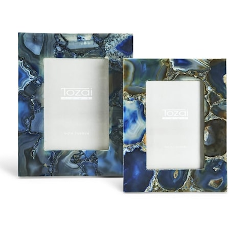 Blue Agate S/2 Photo Frame W/ Gift Box