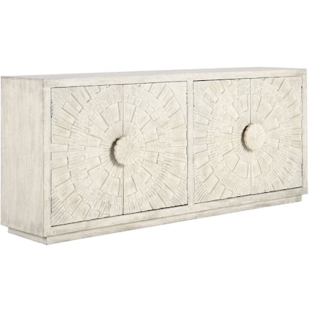 Apollo Mango Wood 4Dr Cabinet Coastal White