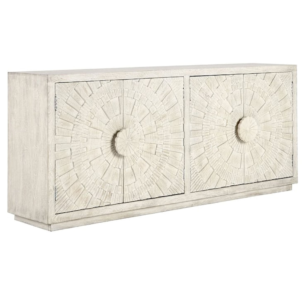 Classic Home Buffets and Sideboards Apollo Mango Wood 4Dr Cabinet Coastal White