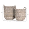 Ibolili Baskets and Sets SWEET PLUN RATTAN BASKET, ROUND- S/2