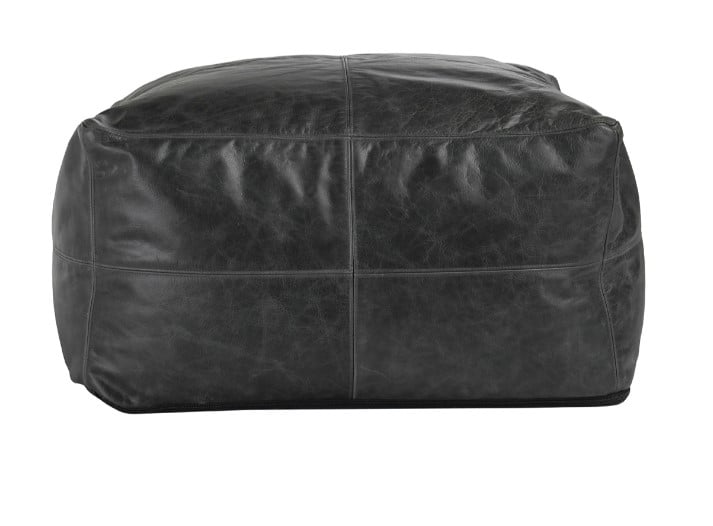 Classic Home Floor Cushions LEATHER DEXTER ONYX POUF