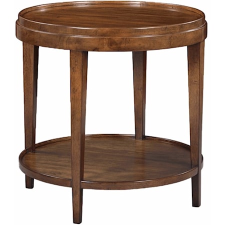 ROUND SIDE TABLE W/ LIP TOP- RUSTIC