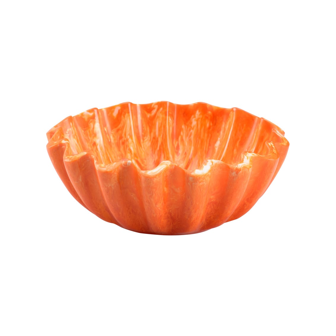 Chelsea House Bowls/Plates Marbleized Scalloped Bowl - Orange