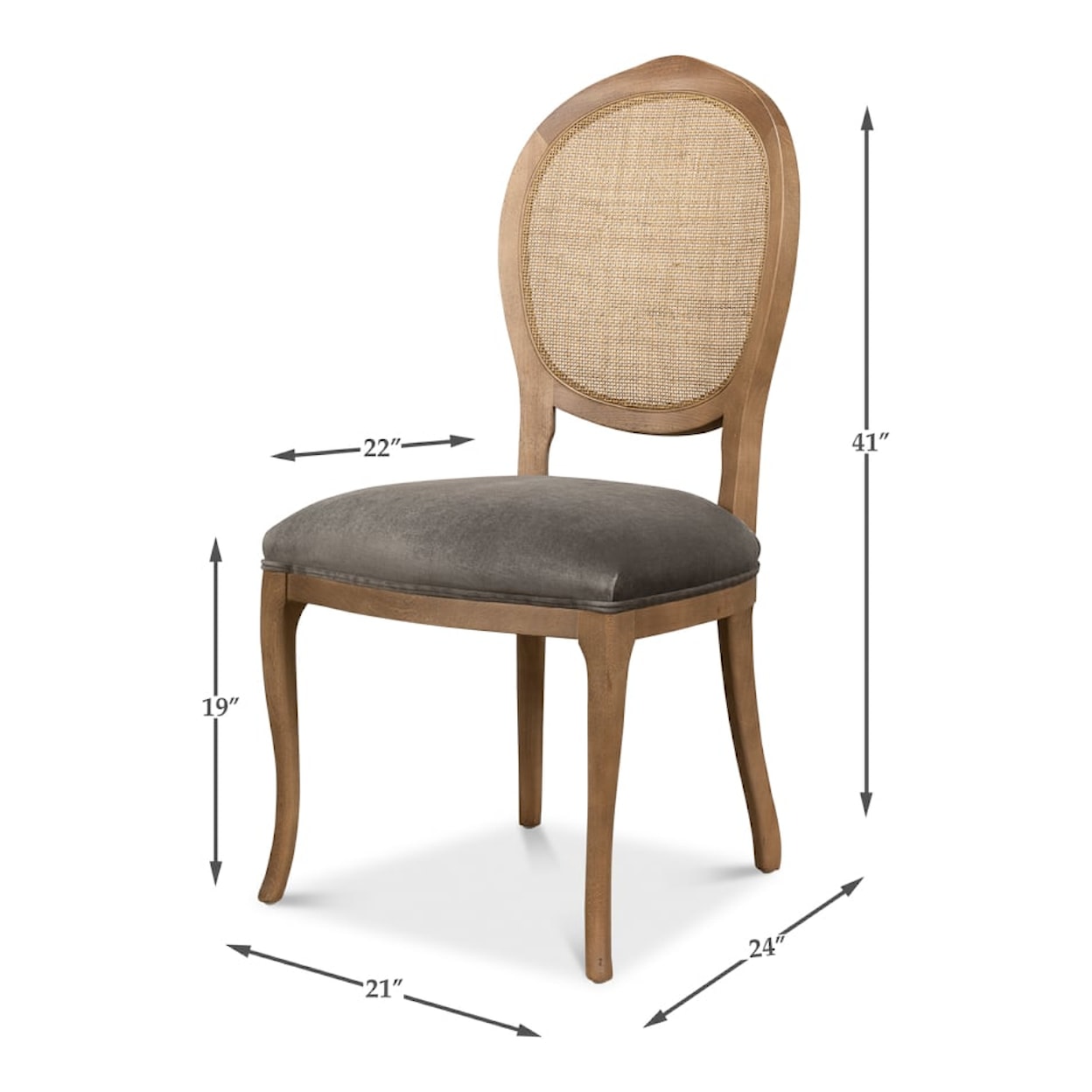 Sarreid Ltd Dining Chairs Oval Cane Back Side Chair