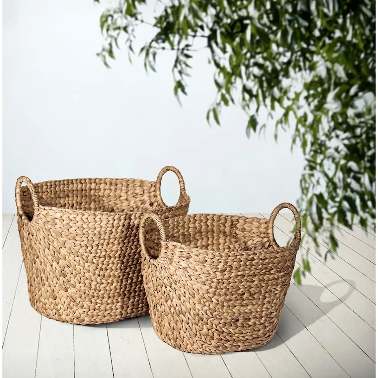 Ibolili Baskets and Sets BRAIDED WATER HYACINTH BASKET, OVAL- S/2