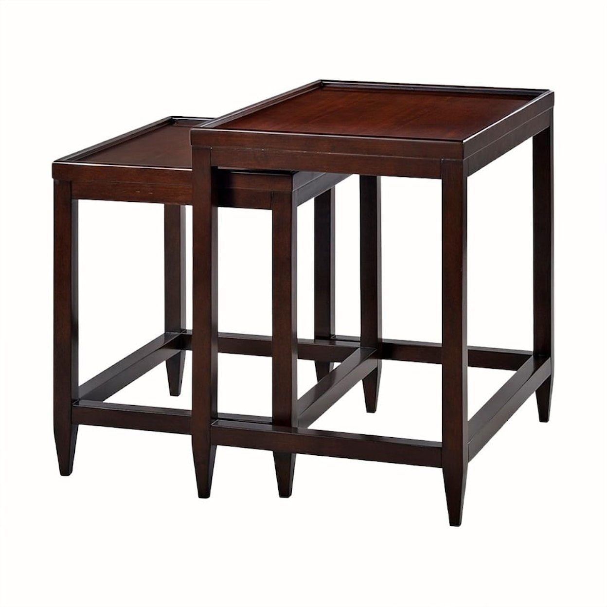 Oliver Home Furnishings End/ Side Tables SET OF 2 RECTANGLE NESTED TABLES- CHOCOLATE