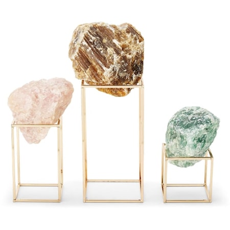 S/3 Natural Stones on Metal Stand - 3 Colors